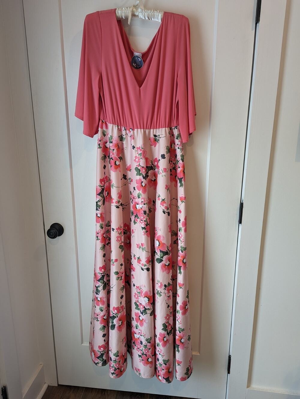 Eljoe Women's Size XL Maxi Dress Pink Floral Flowy South African Handmade